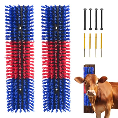 Livestock Scratch Brush With 8 Screws，Animal Back Scratching Brush for Cow,Cattle,Sheep, Horses,Pigs，Massage Grooming Tool(Blue, 2pcs) - color: Blue, size: 2pcs