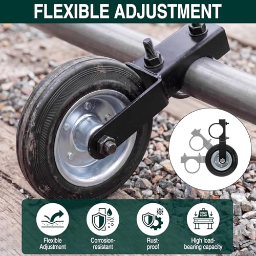2 Way Farm Gate Latch 6" Gate Support Wheel for Metal Tube Gates