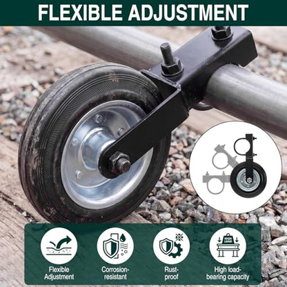 2 Way Farm Gate Latch 6" Gate Support Wheel for Metal Tube Gates