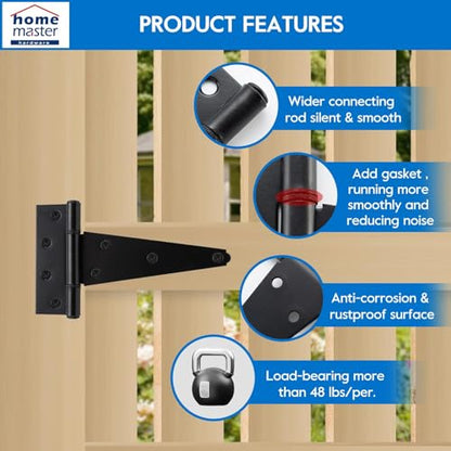 HOME MASTER HARDWARE 6" Heavy Duty Gate Hinges, 6 Pack T Strap Hinges - size: 6 in-6 Pack
