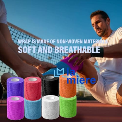 4" x 5 Yards Cohesive Wraps 8 Count Self Adherent Cohesive Bandages Mix Colors - color: Mix, size: 4inX5yd