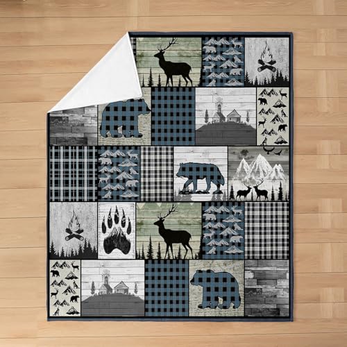 Feelyou Wildlife Western Cabin Flannel Fleece Blanket Twin 60" x80 - color: Multi 06, size: Twin