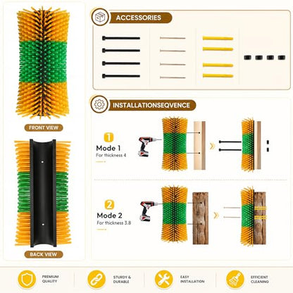 Bionic Curve Livestock Scratching Brush for Cattle, Cows, Goats, Horses and Pigs - Body-Contoured Farm Animal Scratcher Post, Heavy Duty Livestock Grooming Brush with 8 Screws, 2 Pack - color: 2pcs