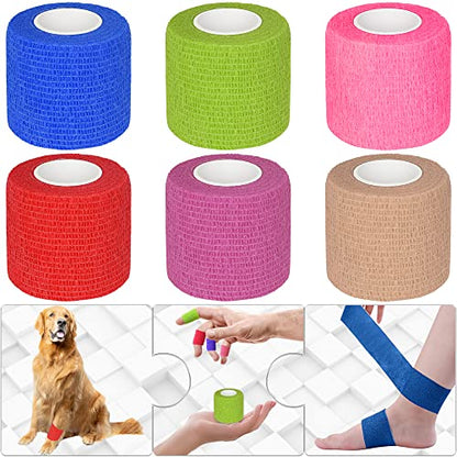 6 Pack Self Adhesive Bandage Wrap 2 Inches x 5 Yards - color: Mixed Colors, size: 2 Inch