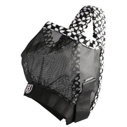 Harrison Howard Cattle Livestock Fly Mask Breathable Mesh Padded Edging with Fun Patterns Large Spacing Forelock Opening Design Adjustable Fit for Cattle Black - color: Black