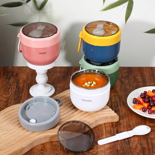 4pcs Overnight Oat Containers with Lids and Reusable Plastic Spoons,20oz Portable Stainless Steel Yogurt Breakfast On The Go Cups, Cups for Cereal,Milk and fruit Salad Storage Container