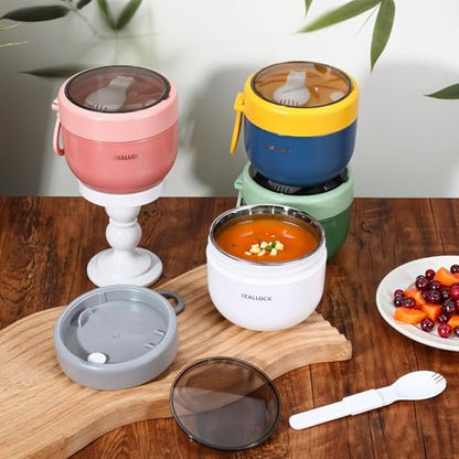 4pcs Overnight Oat Containers with Lids and Reusable Plastic Spoons,20oz Portable Stainless Steel Yogurt Breakfast On The Go Cups, Cups for Cereal,Milk and fruit Salad Storage Container