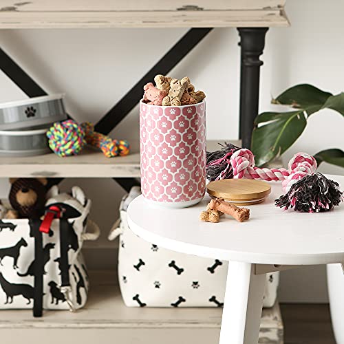 Bone Dry Lattice Collection Pet Bowl & Canister, Treat Canister, 4x6.5", Rose - color: Rose, size: Treat Canister, 4 x 6.5 in (Pack of 1)