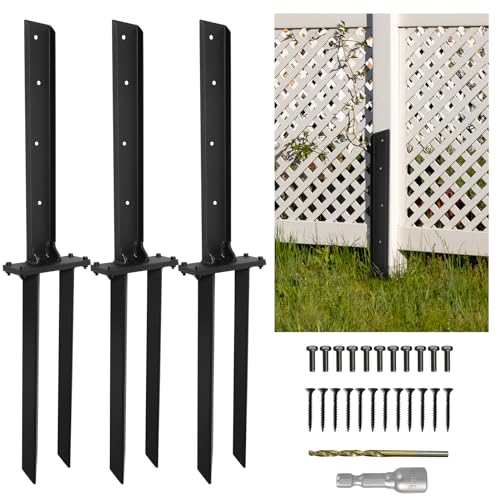 Fence Post Repair 3pcs,H-Shaped Double Ground Spike for Tilted Wood Post - size: 3PCS