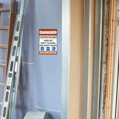 WADORN 10Pcs PPE Must Be Worn Sign Sticker, Hard Hat Saefety Glasses and Safety Shoes Must Be Worn Self-Adhesive Vinyl Decal Construction Area Sign Caution Label for Promoting Safety 7.08x5.12 Inch - style: PPE Must Be Worn