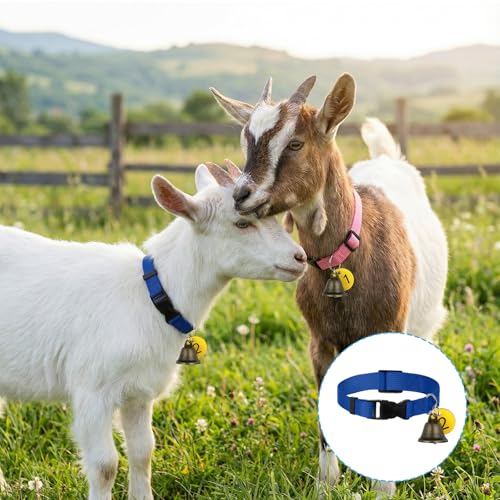 20 Pack Adjustable Goat Collar with Bell and Number Tag