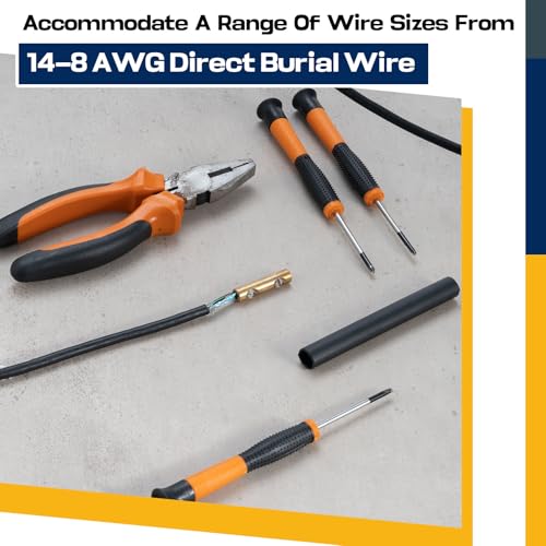 Relaxweex 2 Sets Underground Wire Splice Kit Suit for 14-8 Awg Wire | in Wall Splice Kit Suit for Direct Burial Uf Wire Rated up to 600 Volts Include Connectors & Heat Shrink Tube - size: 14-8 Awg