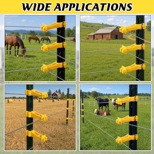 75Pcs Reversed Extender Electric Fence T Post Insulators, Yellow
