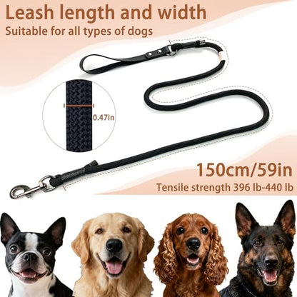 FOVRLZSE 5FT Heavy Duty Dog Leash, Large Medium Dogs, Black - color: BLACK