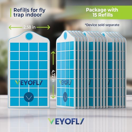 VEYOFLY Official Refill Fruit Fly Traps Indoor, Gnat Trap | 15-Pack | Slide-in refills, fits your trap, strong adhesive traps fruit flies & gnats, no mess, easy to replace, insects hidden - color: White, size: 15 Refills