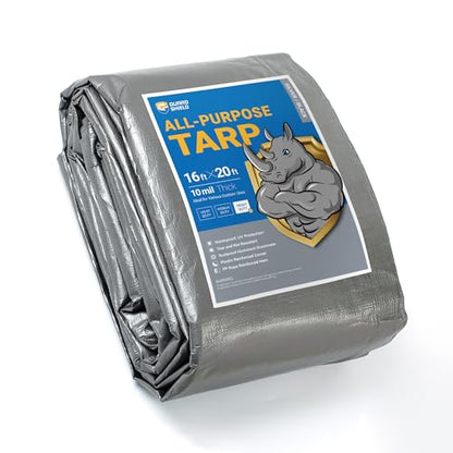 GUARD SHIELD Heavy Duty Tarp 16x20 Feet Silver/Black Multi Purpose Thick Waterproof Poly Tarp Cover 10mil - color: Silver/Black, size: 16x20