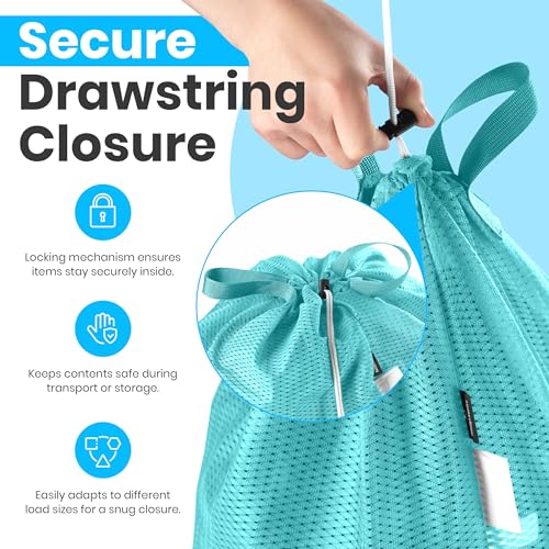 Handy Laundry Mesh XL Laundry Bag 24"x36" 2-Pack with Shoulder Strap, Teal | 2-Pack, XL 24x36 Mesh Laundry Bag, Handles & Shoulder Strap, Breathable, Machine Washable, Dorm Travel Bedding, Teal - color: Teal, size: 2-Pack