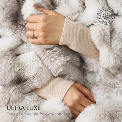 EverGrace Faux Rabbit Fur Bubble Throw Blanket, 60"x80", Light Grey - color: Marble Grey, size: 60"x80"
