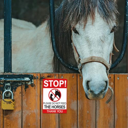 WADORN 10Pcs Please Do Not Feed The Horses Thank You Sign Sticker, Stop Feeding Horses Sign Self-Adhesive Vinyl Decal No Feeding Sign Warning Stickers for Horse Stables and Pastures 7.08x5.12 Inch - style: Do Not Feed The Horses