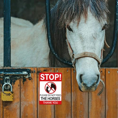 WADORN 10Pcs Please Do Not Feed The Horses Thank You Sign Sticker, Stop Feeding Horses Sign Self-Adhesive Vinyl Decal No Feeding Sign Warning Stickers for Horse Stables and Pastures 7.08x5.12 Inch - style: Do Not Feed The Horses