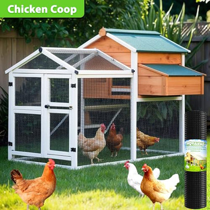 PVC Coated Welded Wire Fence,1 inch 36 in x 100 ft,Chicken Wire,Black Metal Fence Mesh Wire Roll,Garden Fencing Welded Wire Mesh for Pet Enclosures,Vegetable,Poultry and Agricultural Use - color: Black, size: 1"x1" 36inx100ft