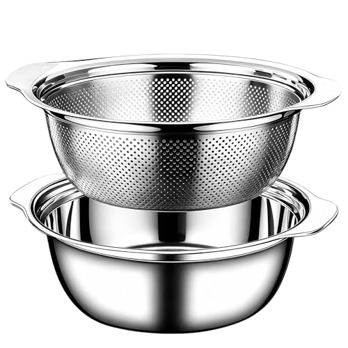 Colander for Kitchen, 1.5 QT Stainless Steel Strainer, Rice Strainer Bowl - size: 1.5 QT