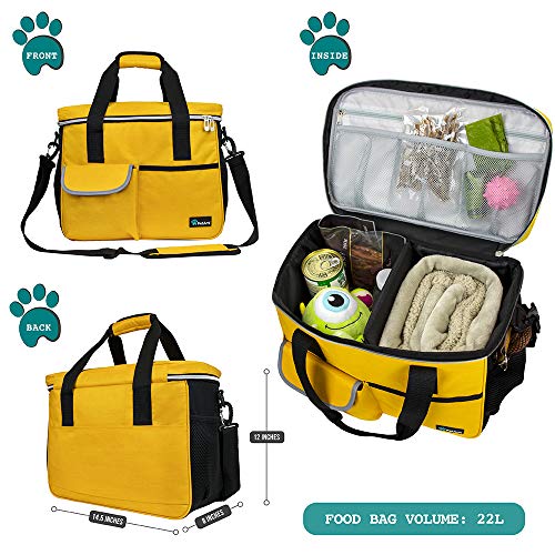 PetAmi Dog Travel Bag Organizer, Pet Supplies Diaper Tote, Yellow Medium - color: Yellow, size: Medium - 14.5"L x 8"W x 12.0"H