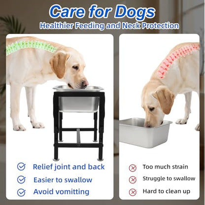 YUEPET Elevated Water Bowl for Dogs, Outdoor Raised Dog Water Bowl 1.25 Gal | 4 Heights Adjustable, Stainless Steel Dog Water Bowls, Raised Dog Water Bowl with Stand, 1.25 Gallon ,Food and Water Use - size: 1.25 Gallon