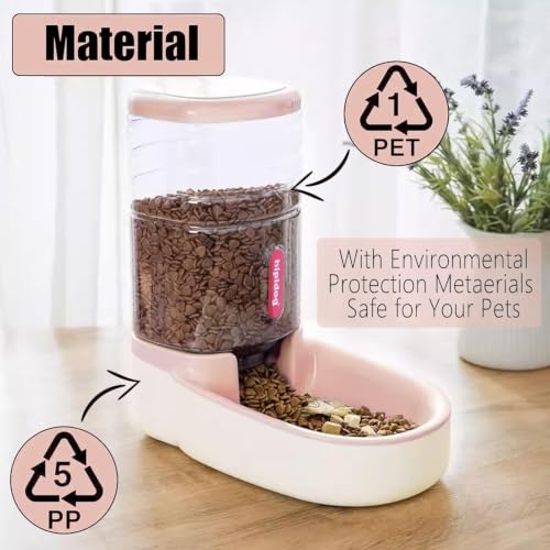 kathson Gravity Dog Food Dispenser Automatic Cat Feeding Food Station 1 Gallon Large Capacity Puppy Food Bowl for Small and Medium Dogs Cats Pink - color: Pink