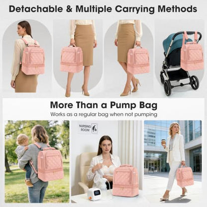 RAINSMORE Wearable Breast Pump Bag, Breast Milk Cooler Travel Bag,Pink - color: Pink
