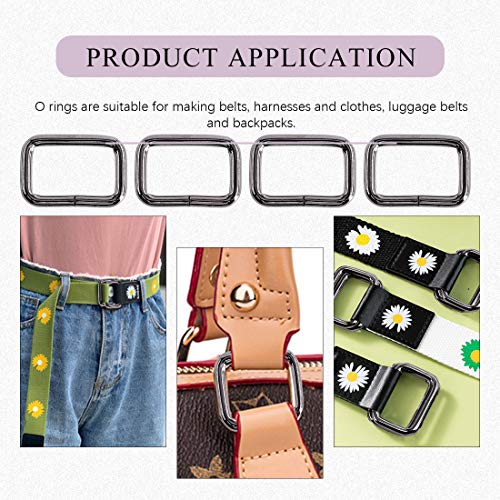 Swpeet 60Pcs 1 Inch / 25mm Heavy Duty Metal Ring Buckle Webbing Belts - color: Gun-black, style: Metal Rectangle Ring