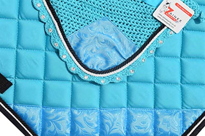 Teal Luxury Saddle Pad Set Matching Ear Bonnet | Equestrian Show Gear | Horse Riding Matchy Set | Dressage or Jumping/Hunter