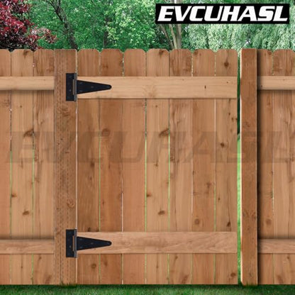 8 Inch T-Strap Gate Hinges, Shed Barn Door Hinges Heavy Duty, Black Tee Hinges for Wooden Fences, Yard Gate, Wrought Hardware Iron Rustproof (6 Pack/Set) - size: 8 Inch