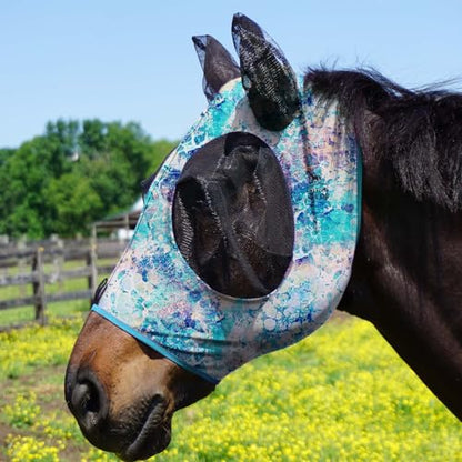Harrison Howard Super Comfort Stretchy Fly Mask Large Eye Space with UV Protection Soft on Skin with Breathability Pastel Mix XL Extra Full Size - color: Pastel Mix, size: Extra Full Size