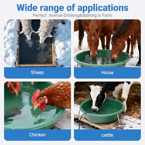 250W Submergible Cast Aluminum De-Icer - Farm Utility Heater for Livestock, Poultry, Horses, Cows, Birds, Wildlife - Water Trough Heater, Indoor/Outdoor Winter Use, 3M Cable