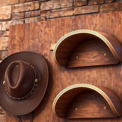2 Pack Cowboy Hat Rack Wall Mount, Curved Hat Holder for Closet & Entryway