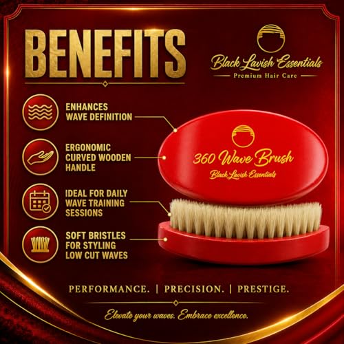 Men’s Hair Brush, Build Deeper Waves, Soft and Hard Boar Bristle Curved Wave Brush, Perfect for Styling Hair (Soft Brush, Red) - color: Red, size: Soft Brush