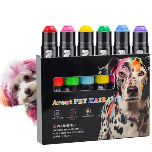 Avont Pet Safe Dog Hair Dye - Gentle Temporary Washable Paint 6 Colors - color: 6 Colors