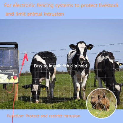 Electric Fence Wire Connectors Jumper Leads Cable Alligator Clips 2PCS | for Solar Fence Charger,Energizer Connector 3.28Ft - size: 16AWG
