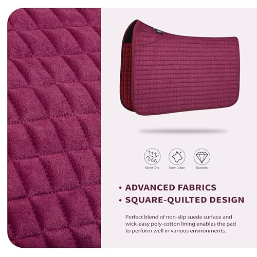Tackmore All-Purpose Square Quilted Western Saddle Pad, Horse Saddle Pad - color: Burgundy