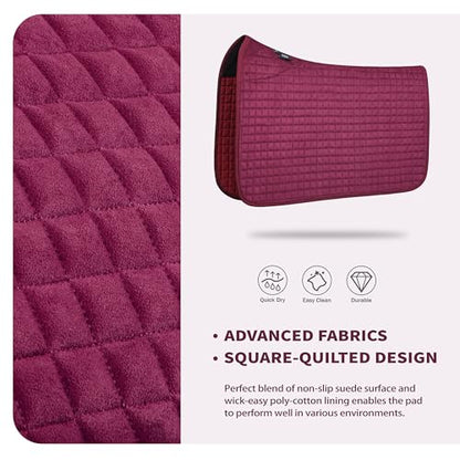 Tackmore All-Purpose Square Quilted Western Saddle Pad, Horse Saddle Pad - color: Burgundy