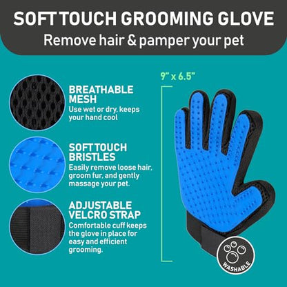 Maxpower Planet Pet Grooming Brush and 2X Grooming Gloves Combo - Double Sided Dematting, Deshedding Undercoat Rake for Dogs and Cats - Reduce Shedding Easily - Blue - color: A1 - Rake & Glove (Best Value), size: Large