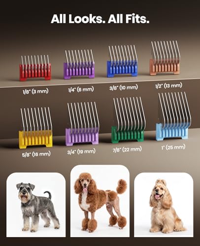 oneisall Professional Dog Clippers for Grooming Thick Hair, 9000RPM 5 Speed - color: Red