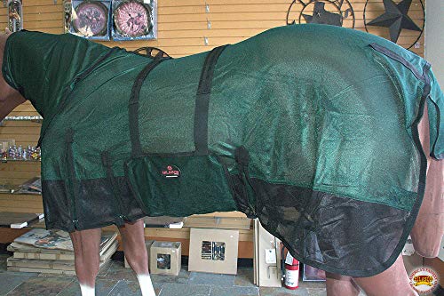 HILASON Horse Fly Sheet Breathable Mesh UV Protection Mosquito Bug Summer - color: Hunter Green With Black, size: 81 In