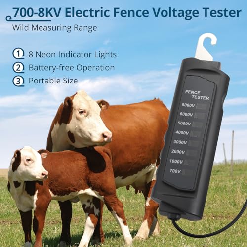 Electric Fence Tester 8KV, Fence Voltage Tester 8 Neon Lights Fault Finder