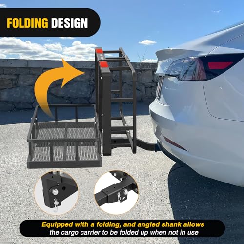 Nilight 60" x 20"x 7.87" Folding Carrier Fits 2-Inch Receiver 500 Lbs Capacity Bag Net Ratchet Straps Lock Stabilizer for SUV Pickup RV Van - style: 20"x 60"x 7.87", w/Bag,Net,Straps
