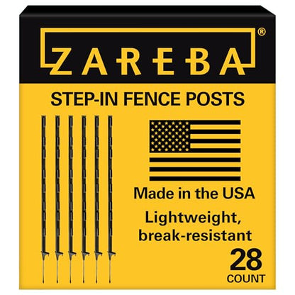 Zareba 4-Foot Step-in Electric Fence Posts - 28 Pack for Electric Fence System - Sturdy Construction - A-48B28, Black - Easy to Install Step in Posts, Includes 28 - style: 28 Black Posts