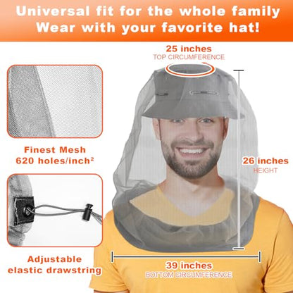 South to East Mosquito Head Net for Insects 2 Pack, Fly & Bug Protection - color: Gray