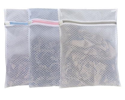 Mesh Laundry Bags for Delicates – 3 Pack (12”×16”) with Color-Coded Zippers, Protects Clothes from Damage, Breathable Honeycomb Mesh, Washer & Dryer Safe bags - Ideal for Bras, Lingerie & Socks
