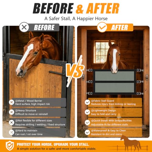 Horse Stall Guard 35.5-47In Aisle Guard Adjustable Horse Stall Gate - size: 35.5-47 in